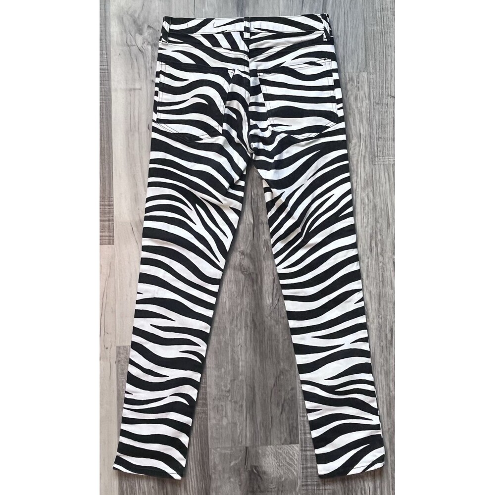 Nili Lotan Pants Womens 26 Black Ivory Zebra Animal Print Made in USA - Picture 4 of 11